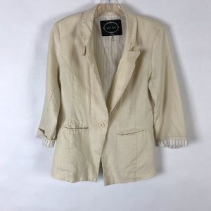 Love Tree 100% Linen Blazer Cream Size Medium